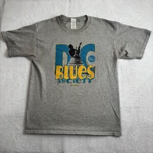 Gildan 2003 Blues Society Jazz Festival Grey Short Sleeve Graphic Shirt Stains L